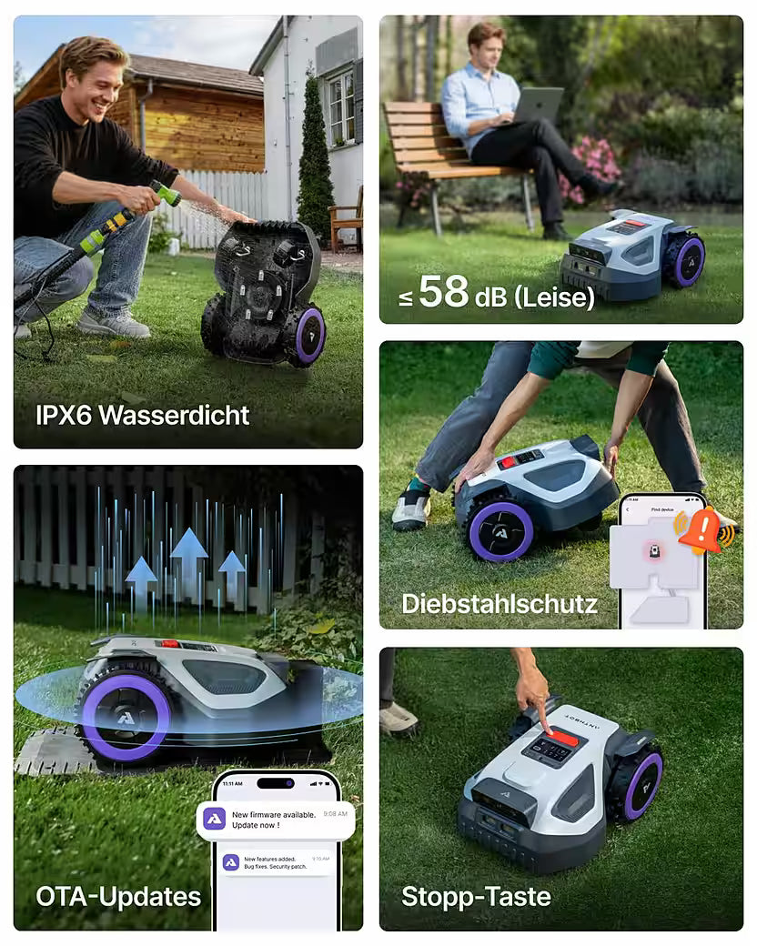 ANTHBOT M5 Komplettset – Mähroboter ohne Begrenzungskabel mit Schutzgarage