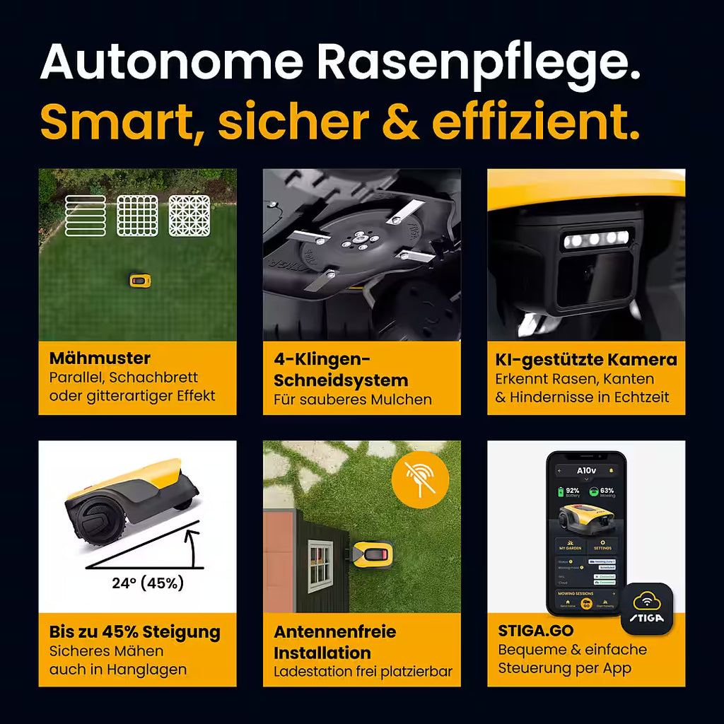 STIGA A 10v – Kabelloser Mähroboter für bis zu 1.000 m²